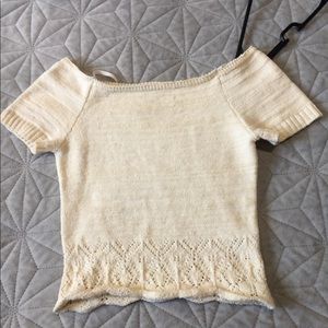 Knit top cropped off the shoulder